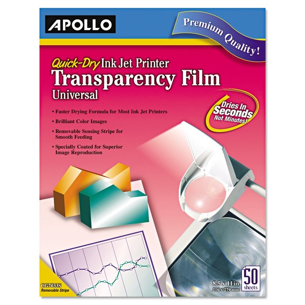 Apollo Quick-Dry Transparency Film, Clear, PK50 APOCG7033S